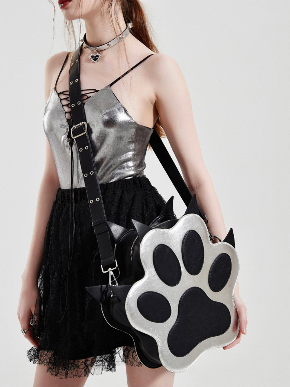 MUKTANK x WHITEHOLE Rebllious Dog Paw Shaped Leather Backpack