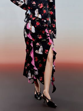 MUKZIN Charming High-quality Skirt with Slit Print
