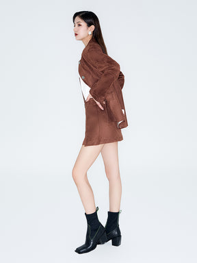 MUKZIN Linglong "Wandering Poet" Retro Suede Tang Suit Skirt