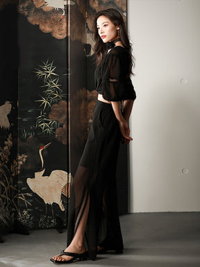 MUKTANK X CUUDICLAB Chiffon Wide-Leg Pants