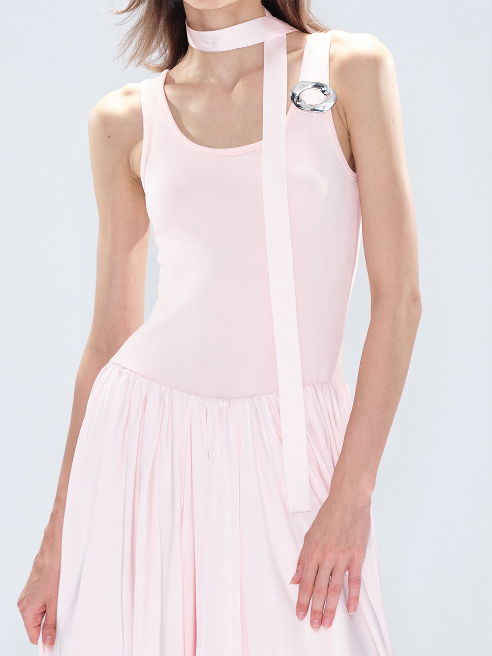 MUKTANK x MODULER Sleeveless Bud Dress with Flowing, Draped Dress