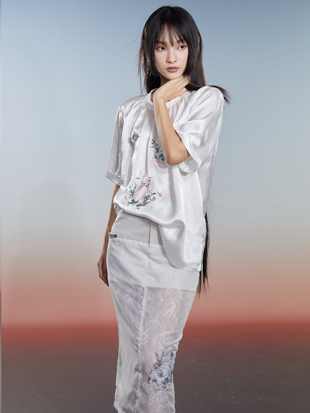 MUKZIN Charming Slim Fit Paneled Lace High-quality Skirt