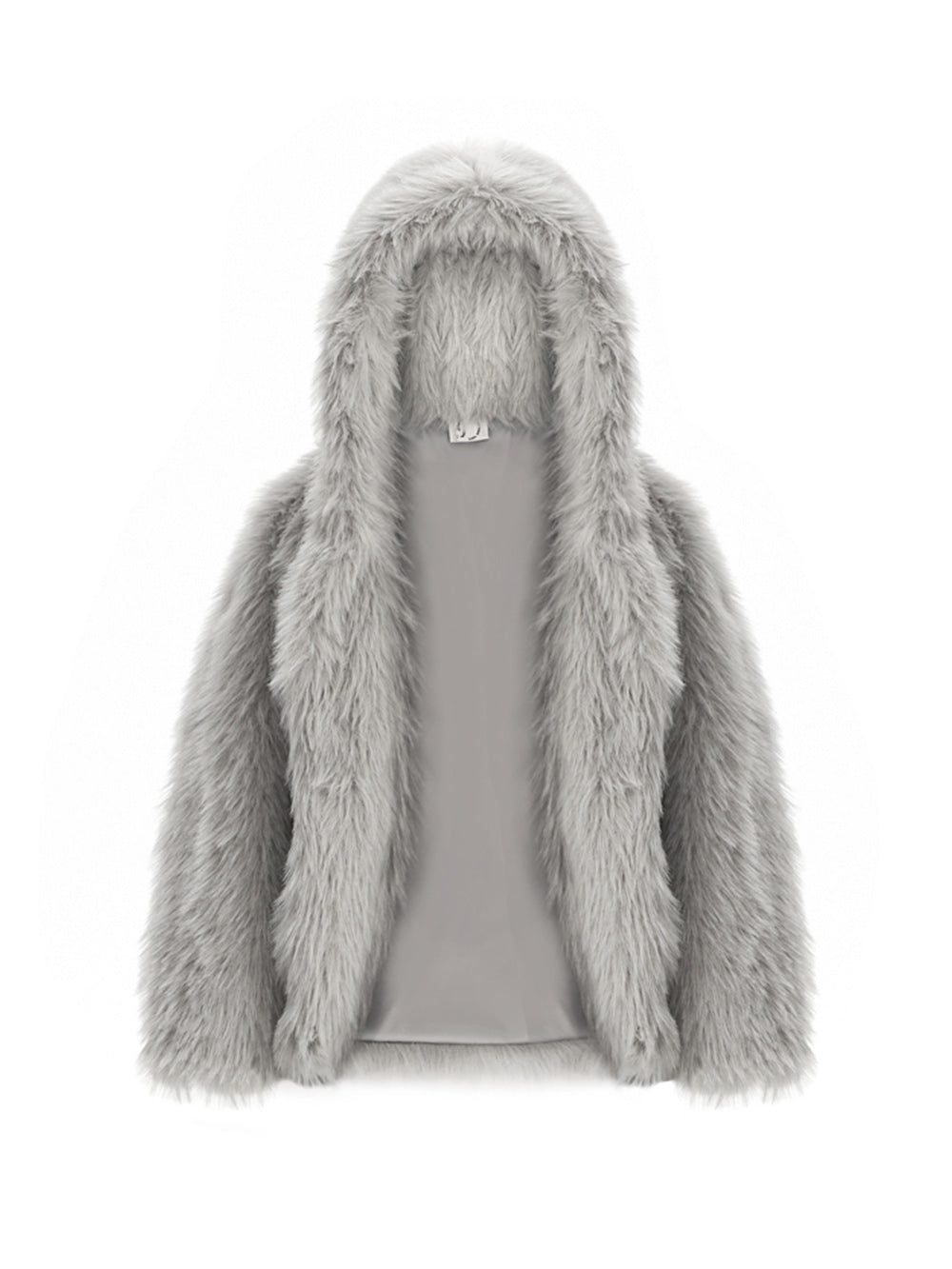 MUKTANK Imitated Rabbit Fur Hooded Coat