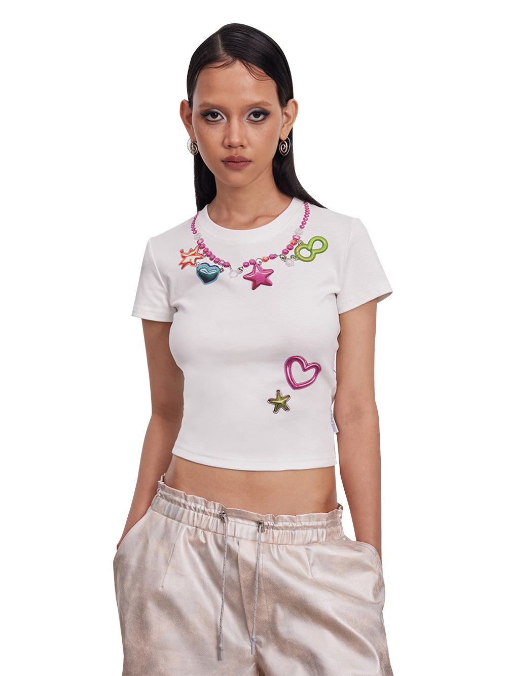 MUKTANK x Damage Asia Necklace Printed Stretchy T-shirt