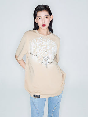 MUKZIN Linglong“Pearl” Vintage Loose Basic T-Shirt