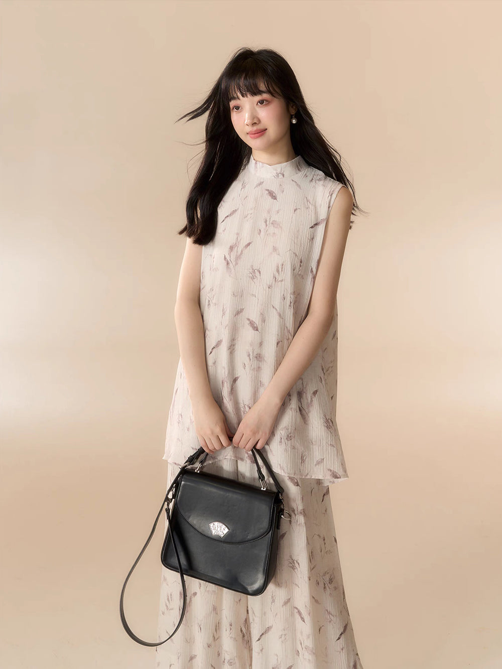 MUKTANK X LOUMUTAKU New Chinese Style Casual and Breathable Two-piece Suit Leaf Top