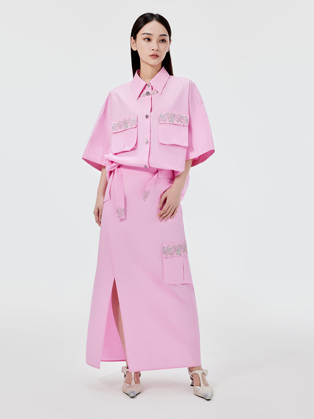 MUKZIN Workwear Straight Midi Skirt