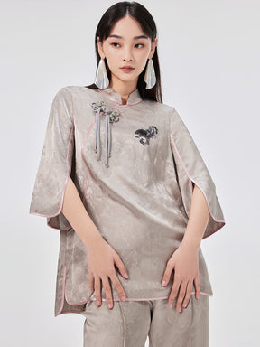 MUKZIN Chinese Jacquard Elegant Mid-sleeve T-shirt