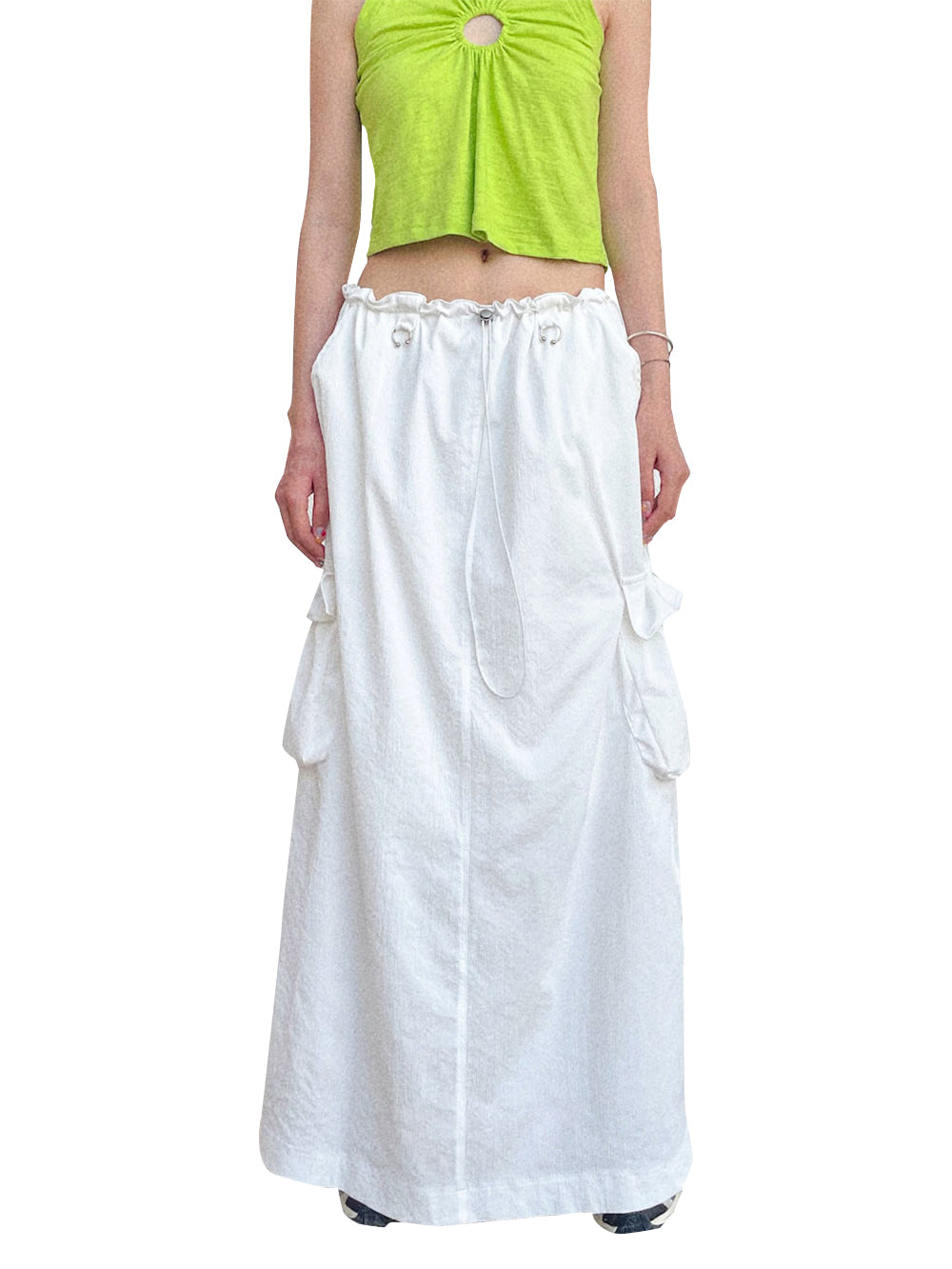 MUKTANK x TWOPLUMGIRLS Casual Retro Cargo-Style Drawstring Waist Skirt