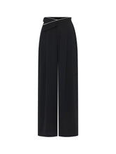 MUKZIN Black Loose Suit Pants with Crossover Design at the Waist