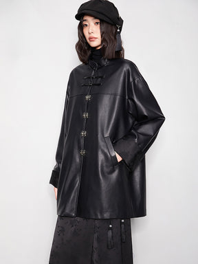 MUKTANK x CUUDICLAB Neo-Chinese Style Leather Coat