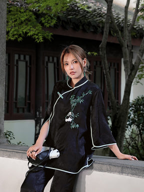 MUKZIN Chinese Black Cheongsam Shirt