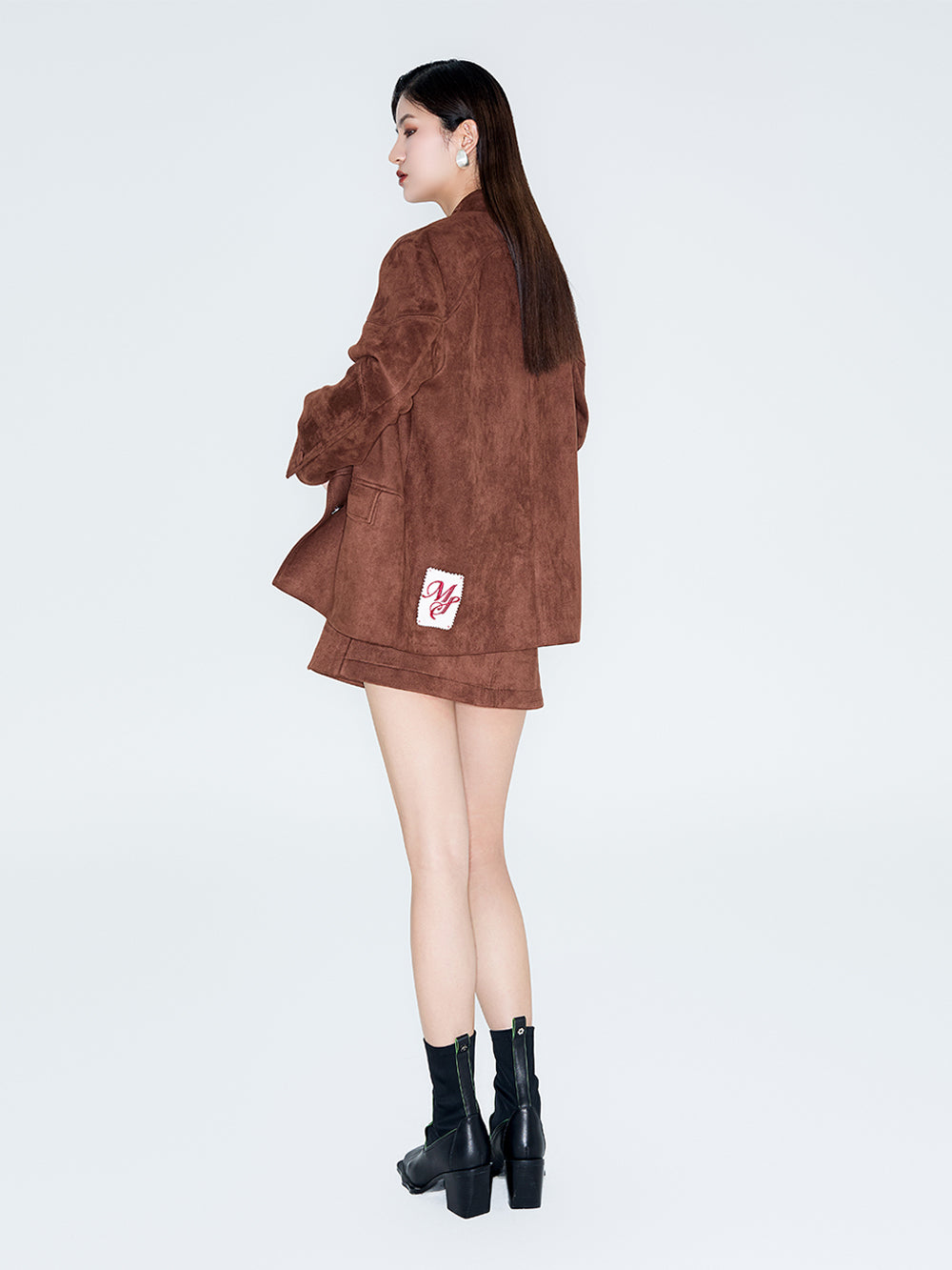 MUKZIN Linglong "Wandering Poet" Retro Suede Tang Suit Skirt