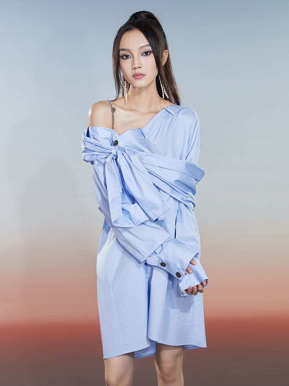 MUKZIN Simple Elegant Loose Blue Casual Dress