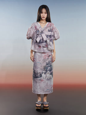 MUKZIN Comfortable Printed New Chinese Style Versatile Original Skirt