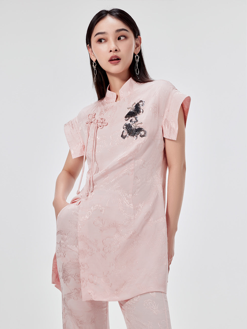MUKZIN Chinese Cheongsam Design Sleeveless T-shirt