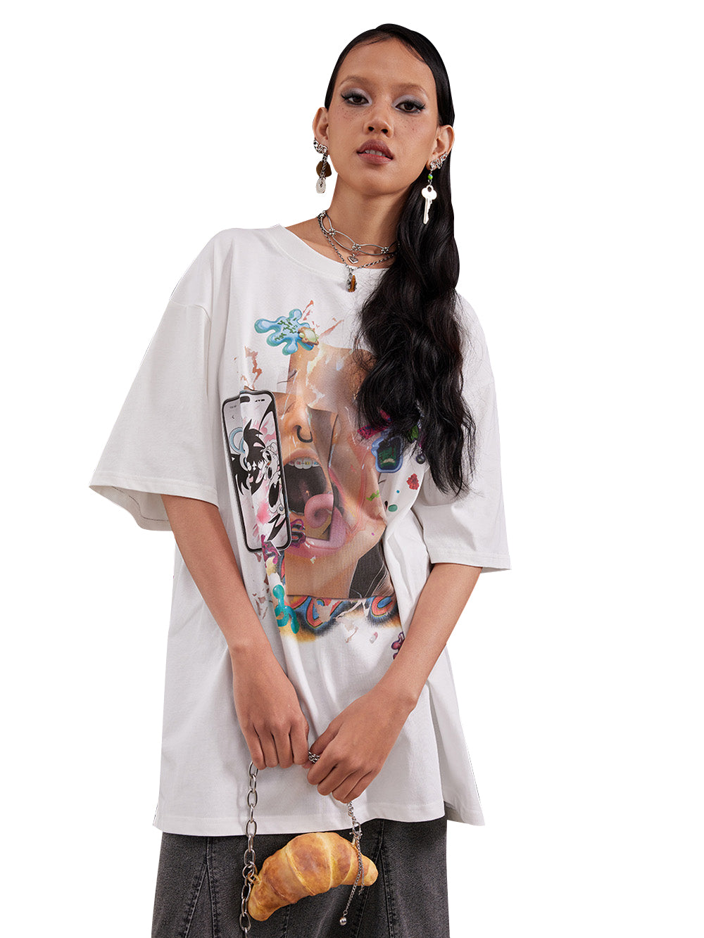 MUKTANK x Damage Asia "Cyber Kisz" Loose-fitting T-shirt