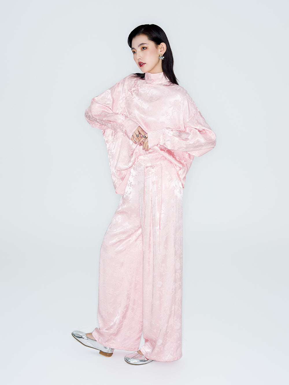 MUKZIN Linglong "Intoxicated by Flowers" - Neo-Chinese Relaxed Wide-Leg Trousers