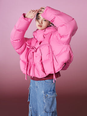 MUKZIN Loose Solid Color Casual Original Rose Red Down Jacket