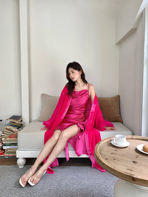 WS Rose Red/Pink Side Slit Night Dress