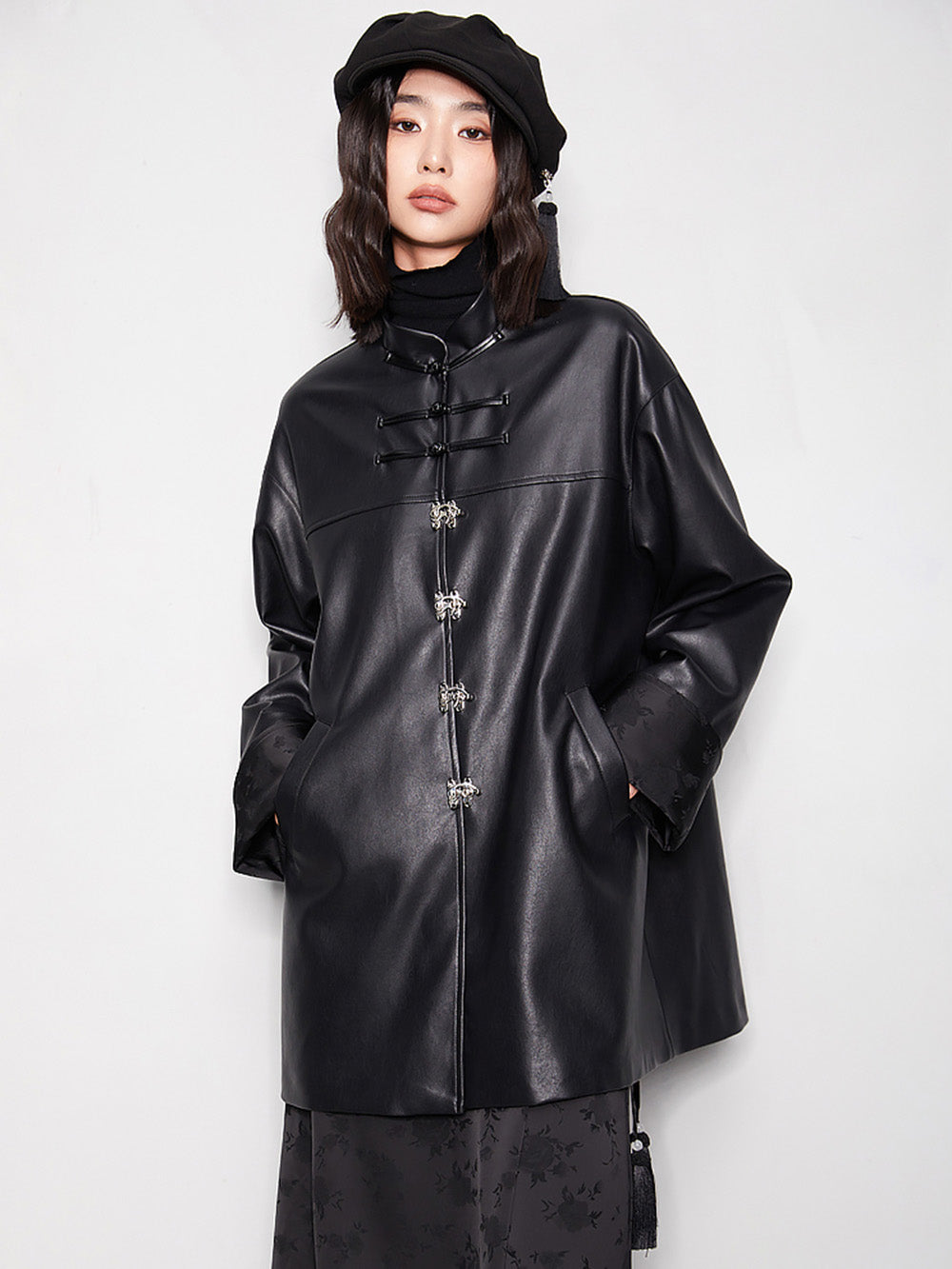 MUKTANK x CUUDICLAB Neo-Chinese Style Leather Coat