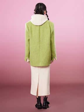 MUKZIN Avocado Green Double-faced Short Woolen Coat