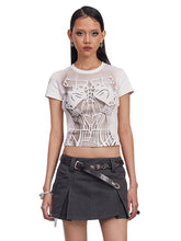 MUKTANK x Damage Asia Skeletal Waist Cincher Printed Stretchy T-shirt