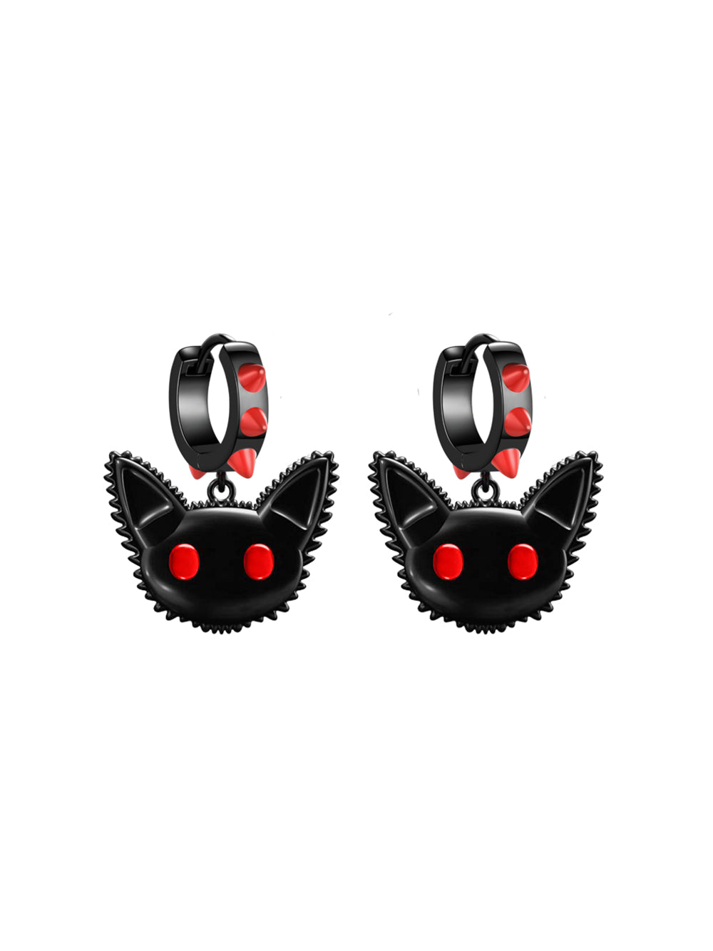 MUKTANK×WHITEHOLE Black Magical Cat Earrings