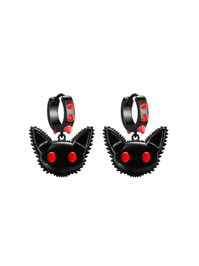MUKTANK×WHITEHOLE Black Magical Cat Earrings