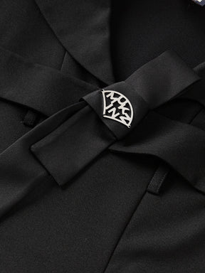 MUKZIN Black Temperament Bowknot Navy Collar Dress