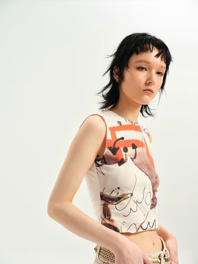 23SS Paint Spraying Doomsday Style Print Vest