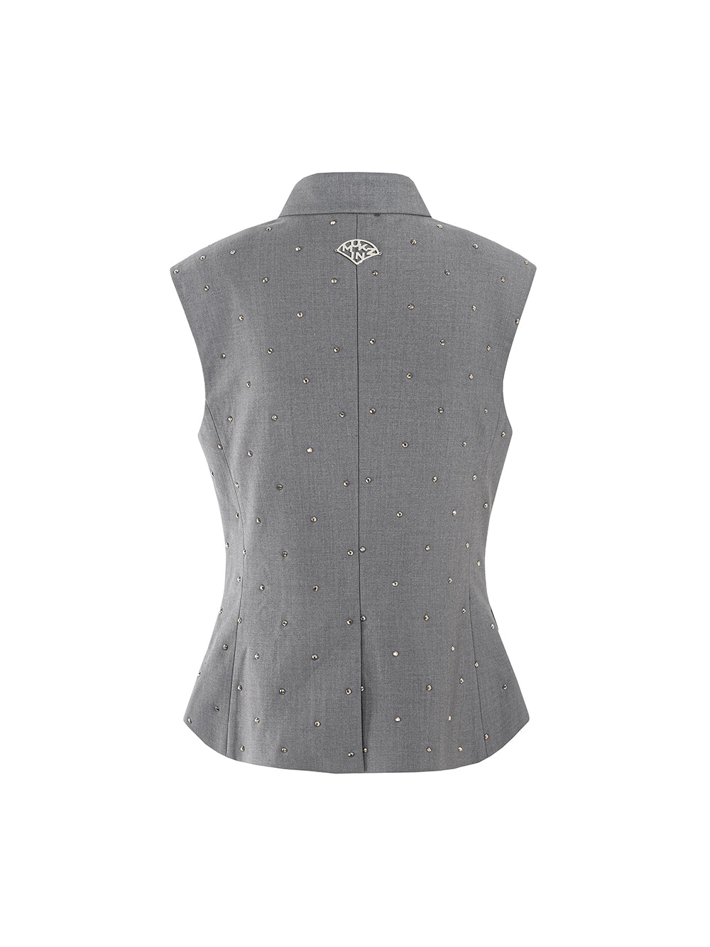 MUKZIN Color-block Chinese Style Retro Gray Stand-up Collar Vest