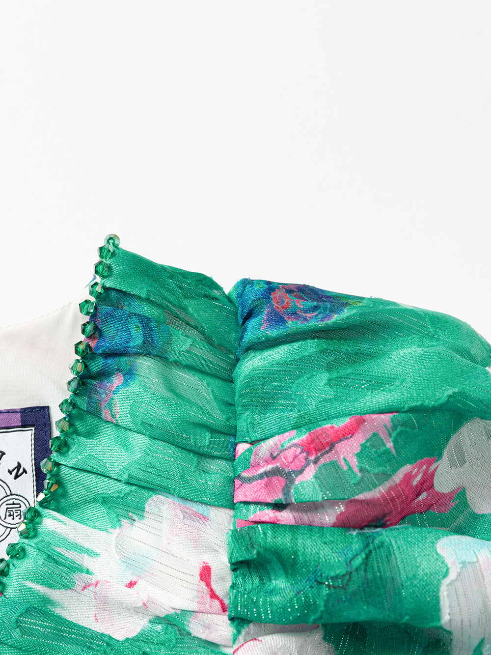 MUKZIN Jacquard Chiffon Breathable Comfortable V-neck Printed Green Dress