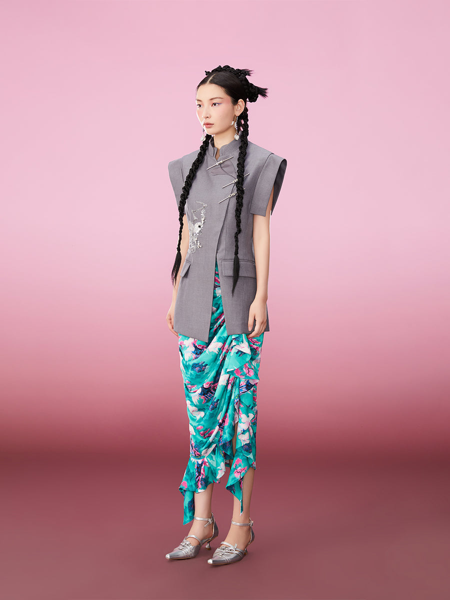 MUKZIN Stitching Retro Chinese Style Slim Coat main image 1