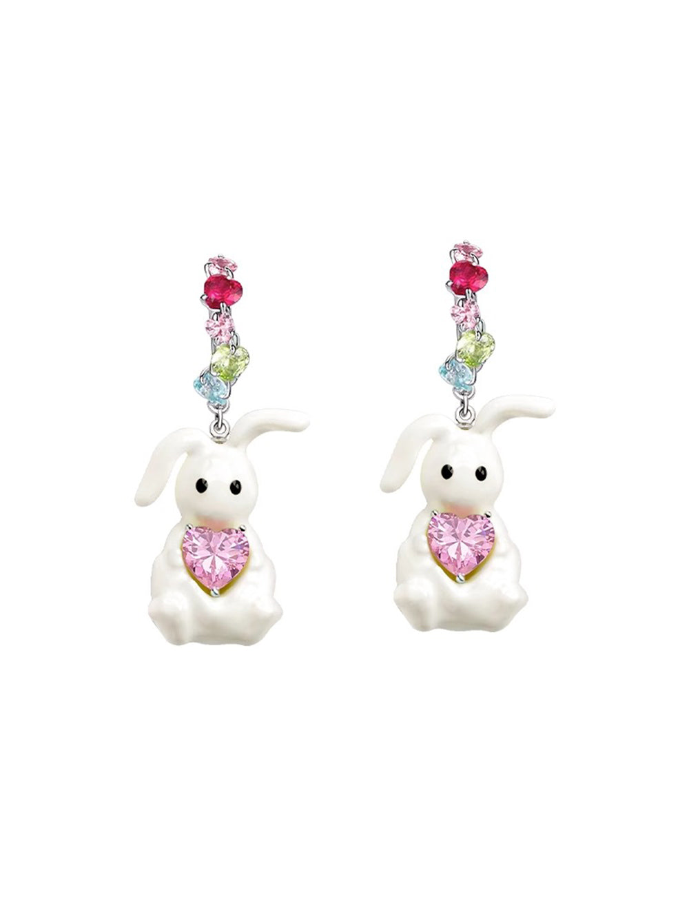 MUKTANK×SUN HUNTER Fantastic Forest + 3D Printed Enamel Earrings White Rabbit
