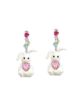 MUKTANK×SUN HUNTER Fantastic Forest + 3D Printed Enamel Earrings White Rabbit