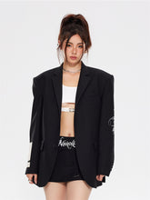MUKTANK×ARDENCODE W Starry Sky|Unisex Wide-Shoulder Oversized Mixed Fabric Suit