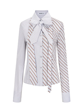 MUKTANK x WESAME Lightweight Slim Fit Striped Shirt with Waist Cinching Panels