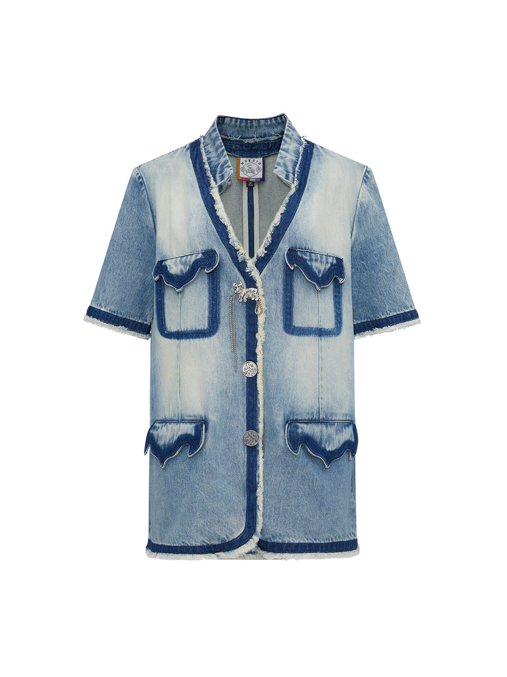 MUKZIN Vintage Denim Short-sleeved Jacket