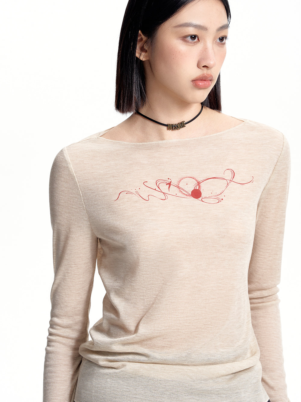 MUKTANK x WESAME Printed Round Neck Long Sleeve Base Layer T-shirt for Women