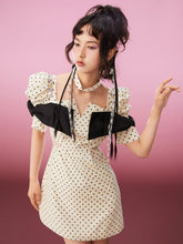 MUKZIN Jacquard Elegant Contrast Bow Dress