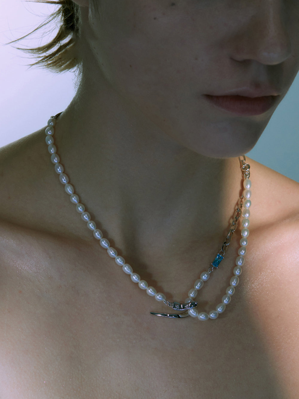 MUKTANK×PEARLONA Oceanic Feel/ Octopus Hook Baroque Pearl Y-Shape Multipurpose Necklace
