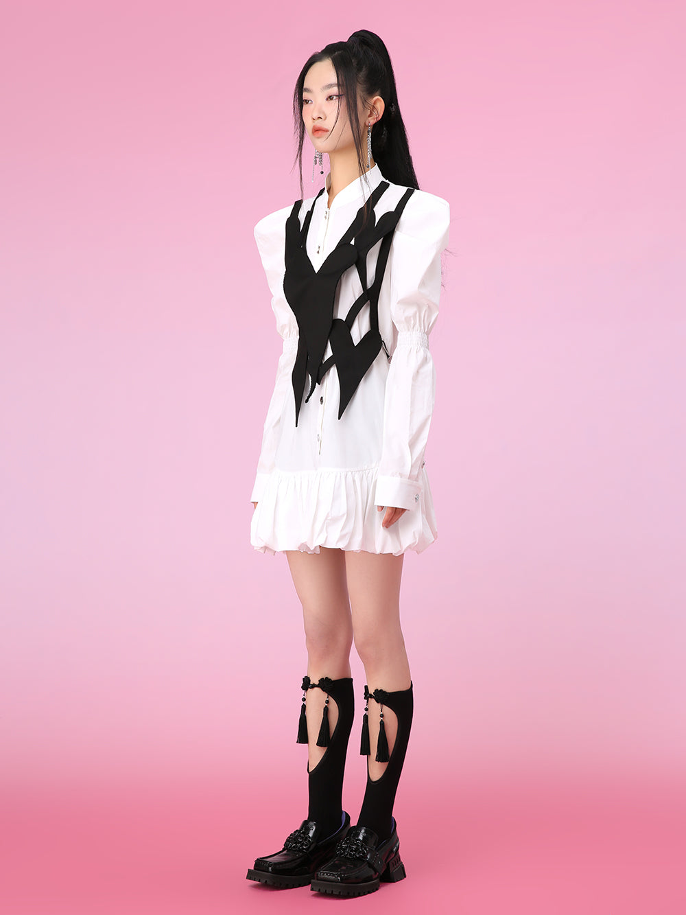 MUKZIN Fake Two-piece Splicing Elegant Comfortable Shirt Dress