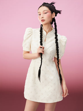 MUKZIN Elegant Classic Vintage Cheongsam Dress Embroidered Jacquard