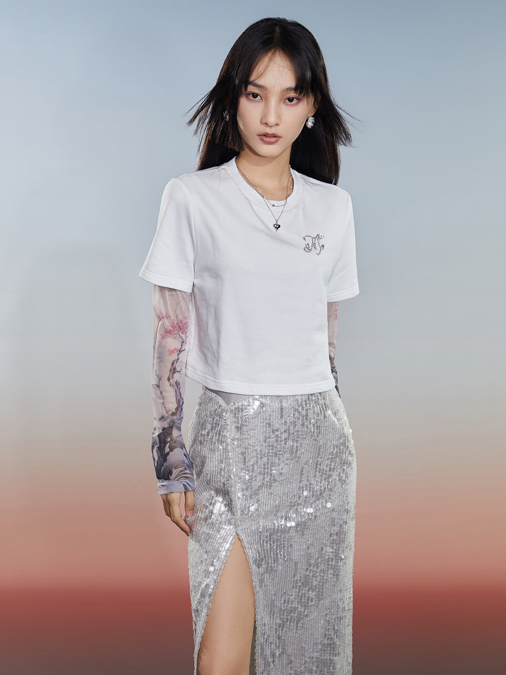 MUKZIN Classic Chinese Jacquard Casual White T-Shirt