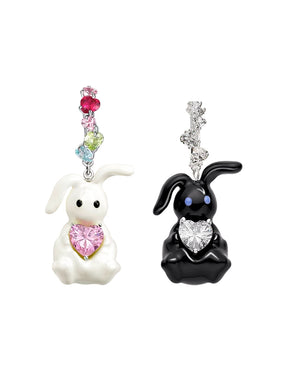 MUKTANK×SUN HUNTER Fantastic Forest + 3D Printed Enamel Earrings White Rabbit