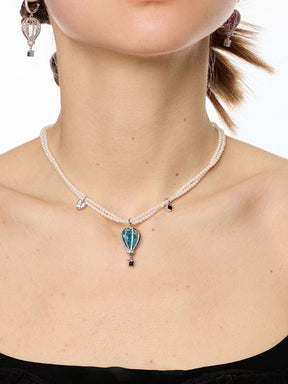 MUKTANK×SUN HUNTER Five Weeks in A Balloon + Hot Air Balloon Pearl Necklace with 8 Zircon Stones