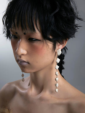 MUKTANK× DARKNESS LAB ANCIENT TIMES- Irregular Bone-shaped Ear Clips Ear Studs