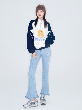 MUKZIN Linglong Series "Pretty Lady" Retro Slim Fit Denim Horseshoe Pants