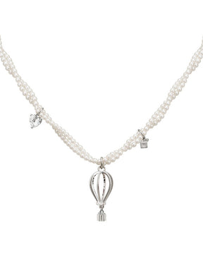 MUKTANK×SUN HUNTER Five Weeks in A Balloon + Hot Air Balloon Pearl Necklace with 8 Zircon Stones